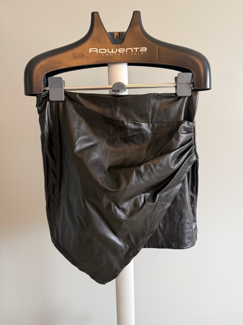Black Faux Leather Asymmetrical Mini Skirt